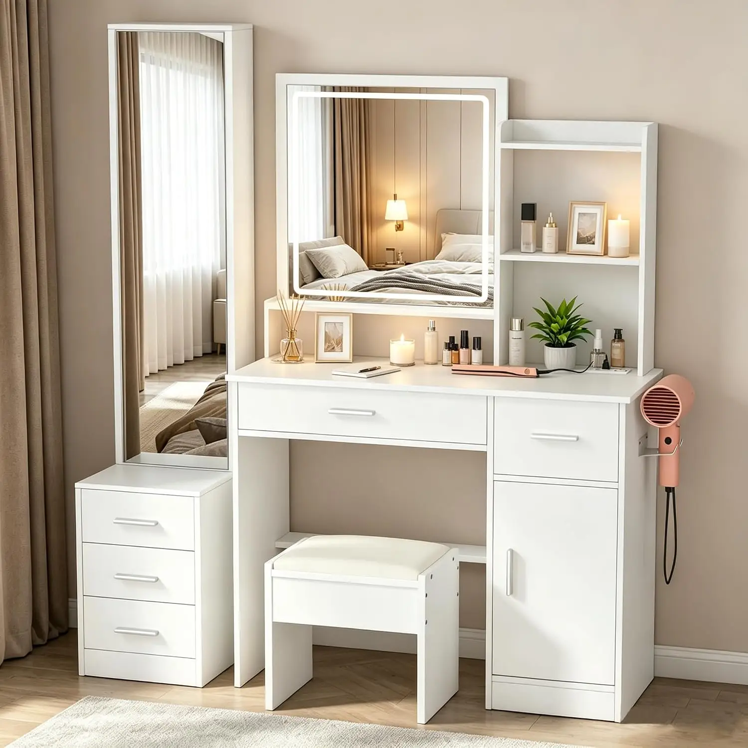 Meja Rias INTERGREAT dengan La - Dressing Table Vanity With Lighted Mirror ulasan dan harga
