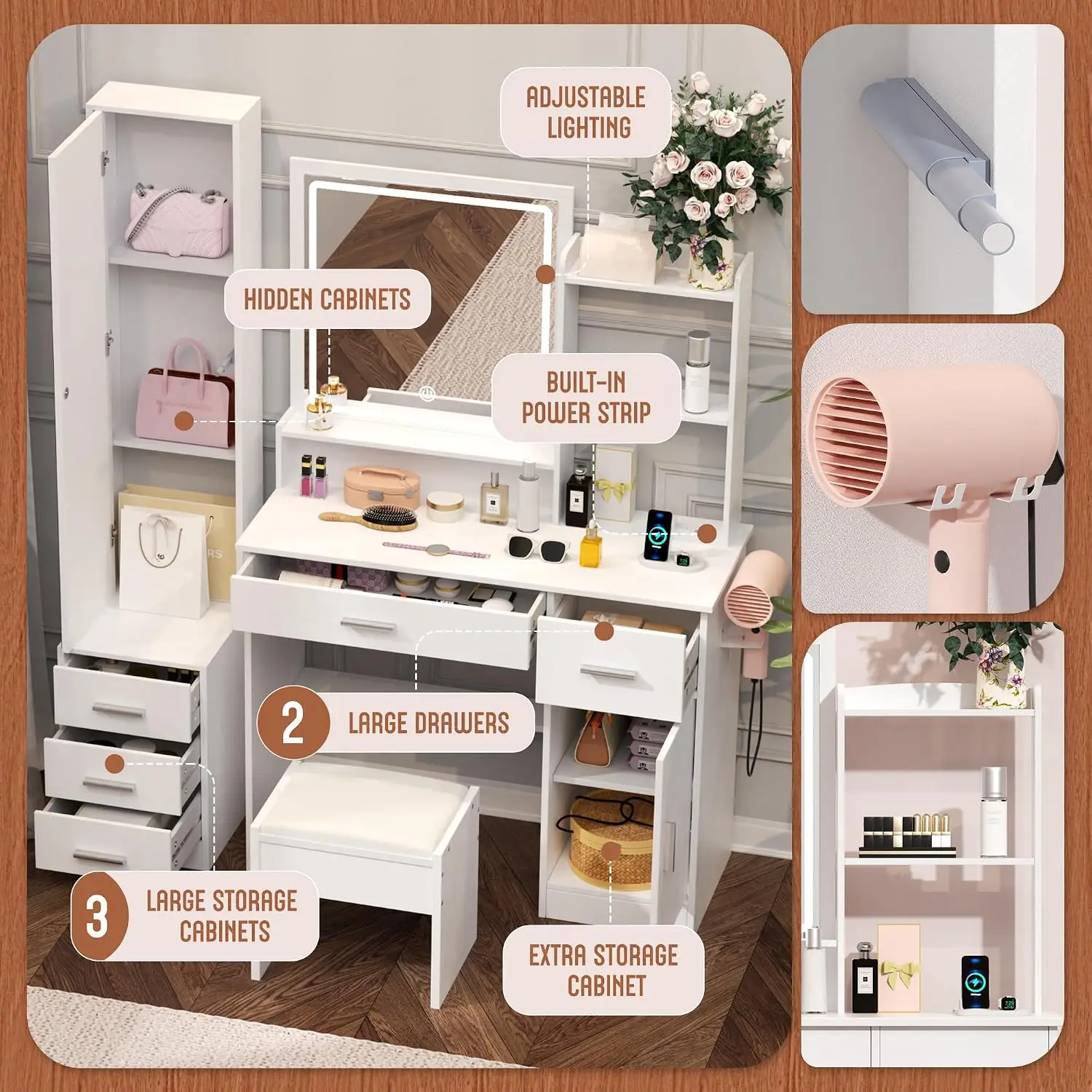 Meja Rias INTERGREAT dengan La - Dressing Table Vanity With Lighted Mirror ulasan dan harga