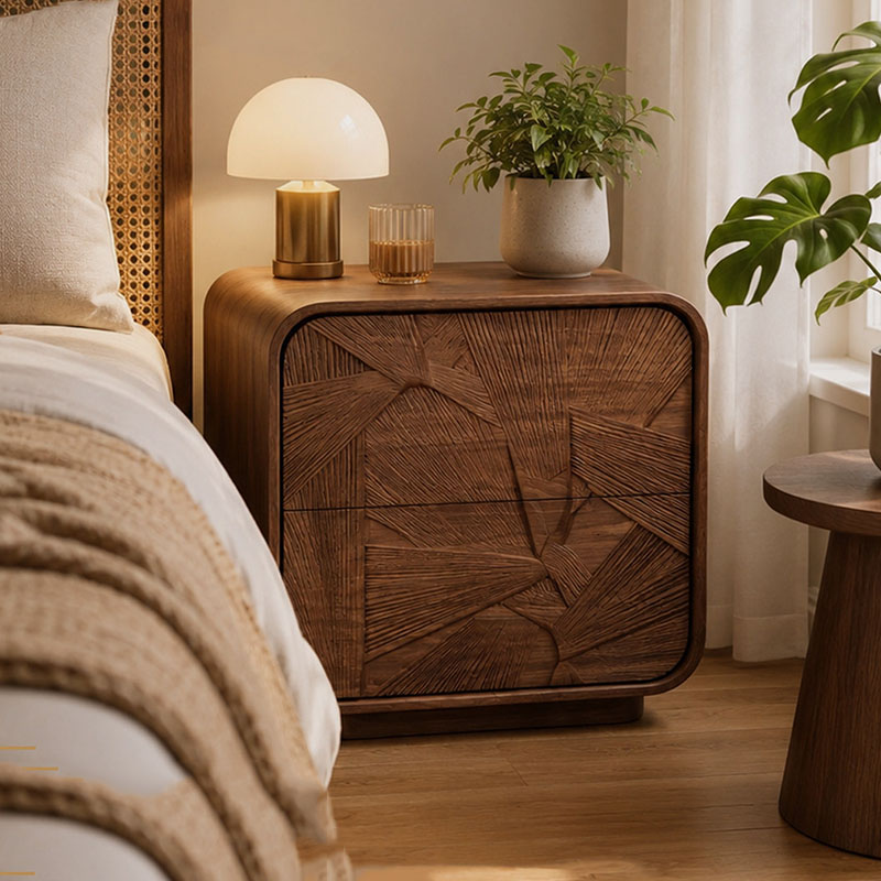 Laci Kayu Meja Samping Tempat  - Solid Wood Nightstand 2 Drawers ulasan dan harga