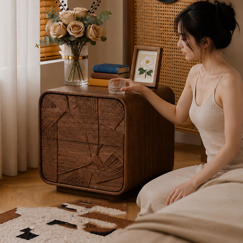 Laci Kayu Meja Samping Tempat  - Solid Wood Nightstand 2 Drawers ulasan dan harga