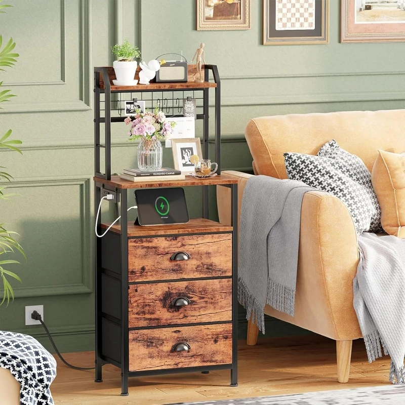 Meja Nakas Tinggi 40'' Dengan  - Solid Wood Nightstand 2 Drawers ulasan dan harga