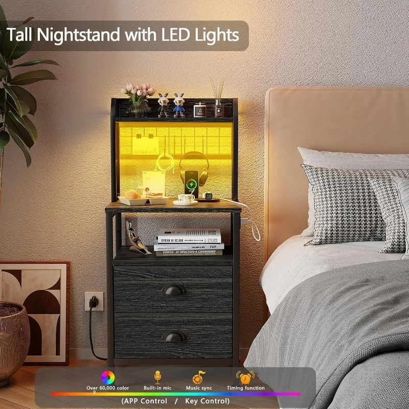 Meja Nakas Tinggi 40'' Dengan  - Solid Wood Nightstand 2 Drawers ulasan dan harga