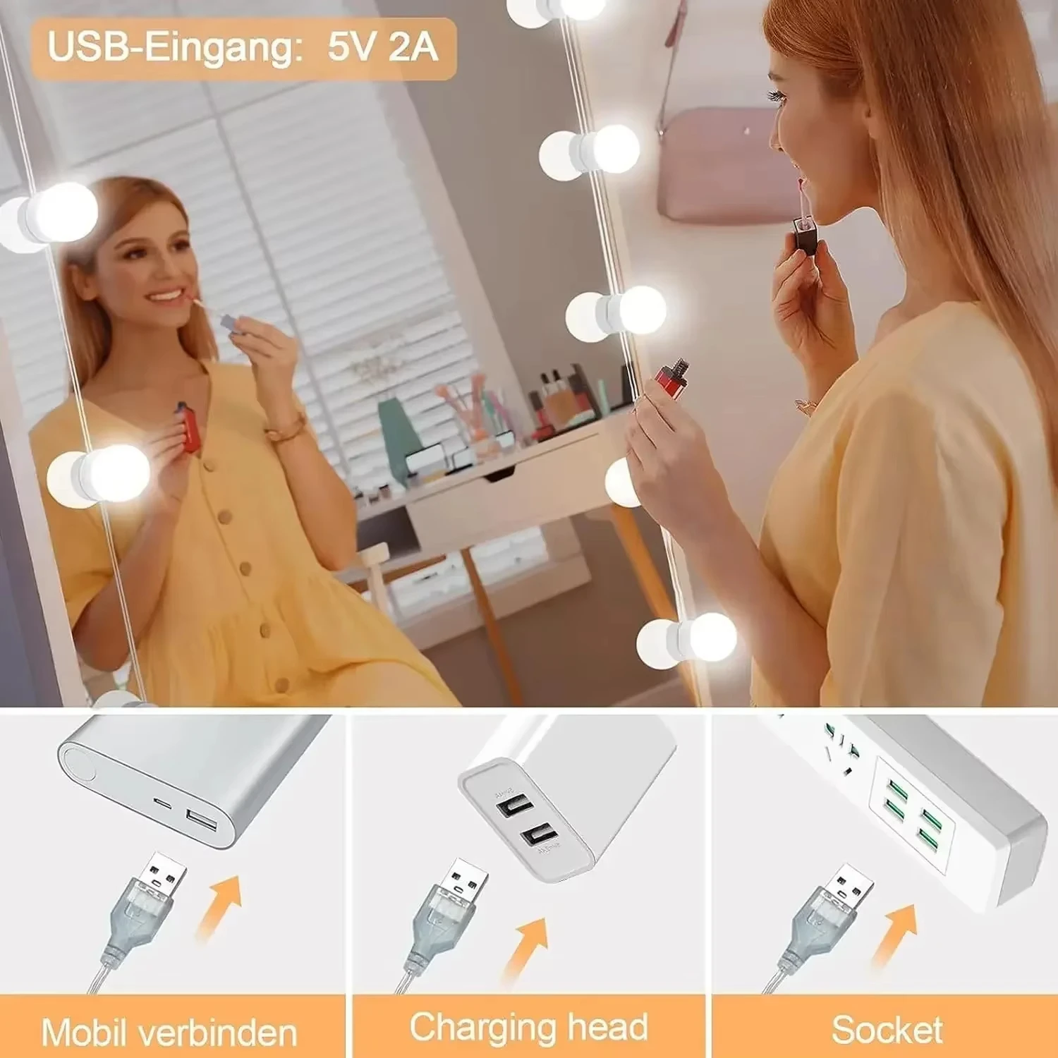 Kit Lampu Cermin Hollywood den - Dressing Table Vanity With Lighted Mirror ulasan dan harga