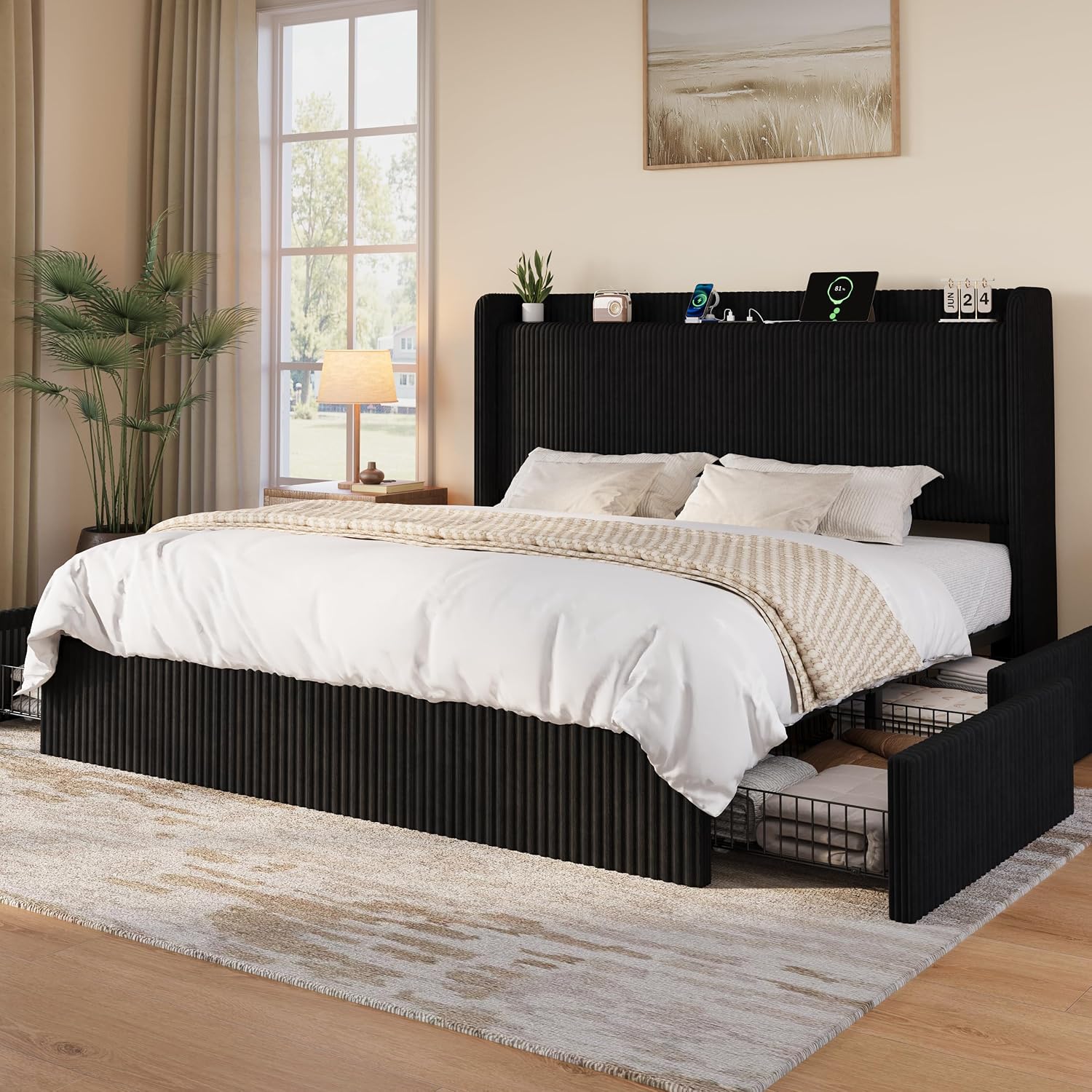 Rangka Tempat Tidur King Size  - King Size Bed Frame With Storage Drawers ulasan dan harga