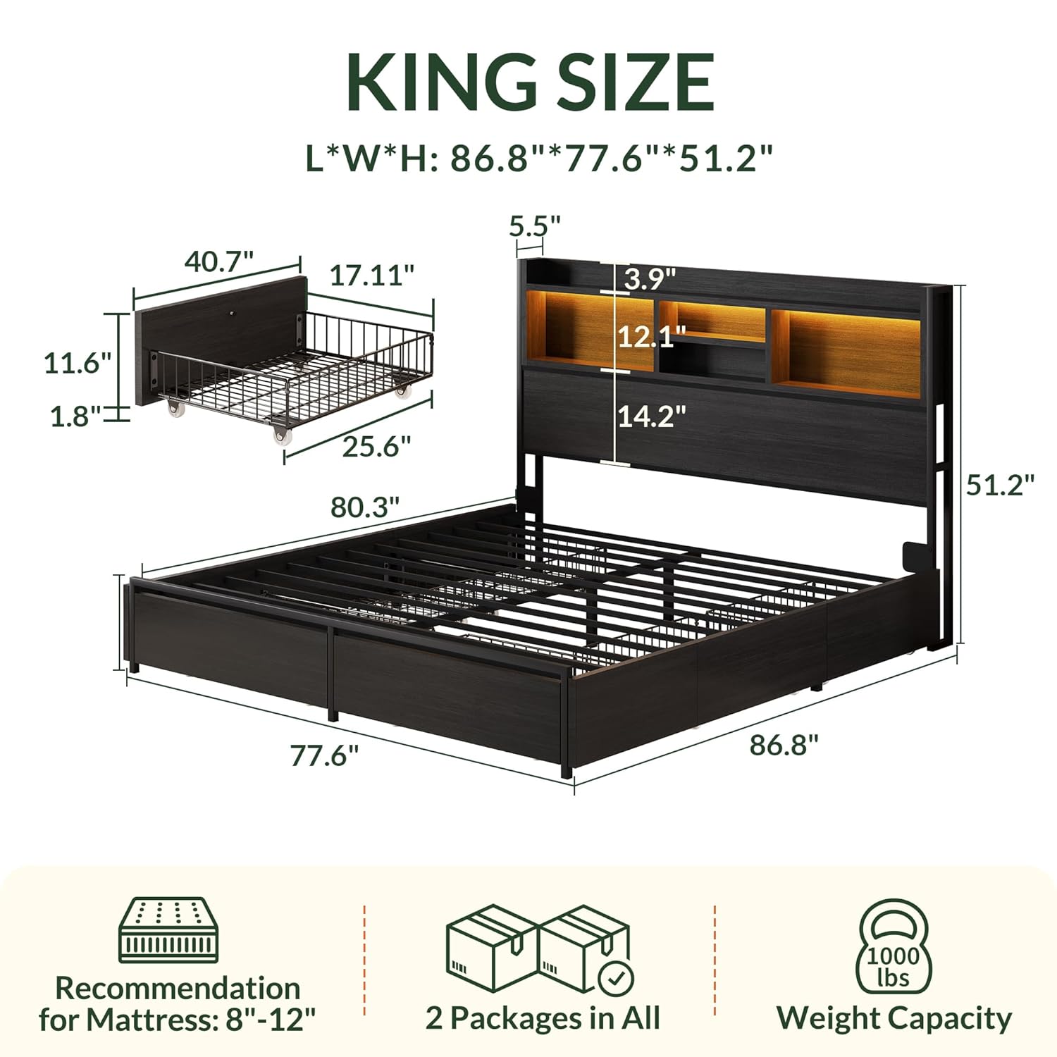 Rangka Tempat Tidur King Size  - King Size Bed Frame With Storage Drawers ulasan dan harga