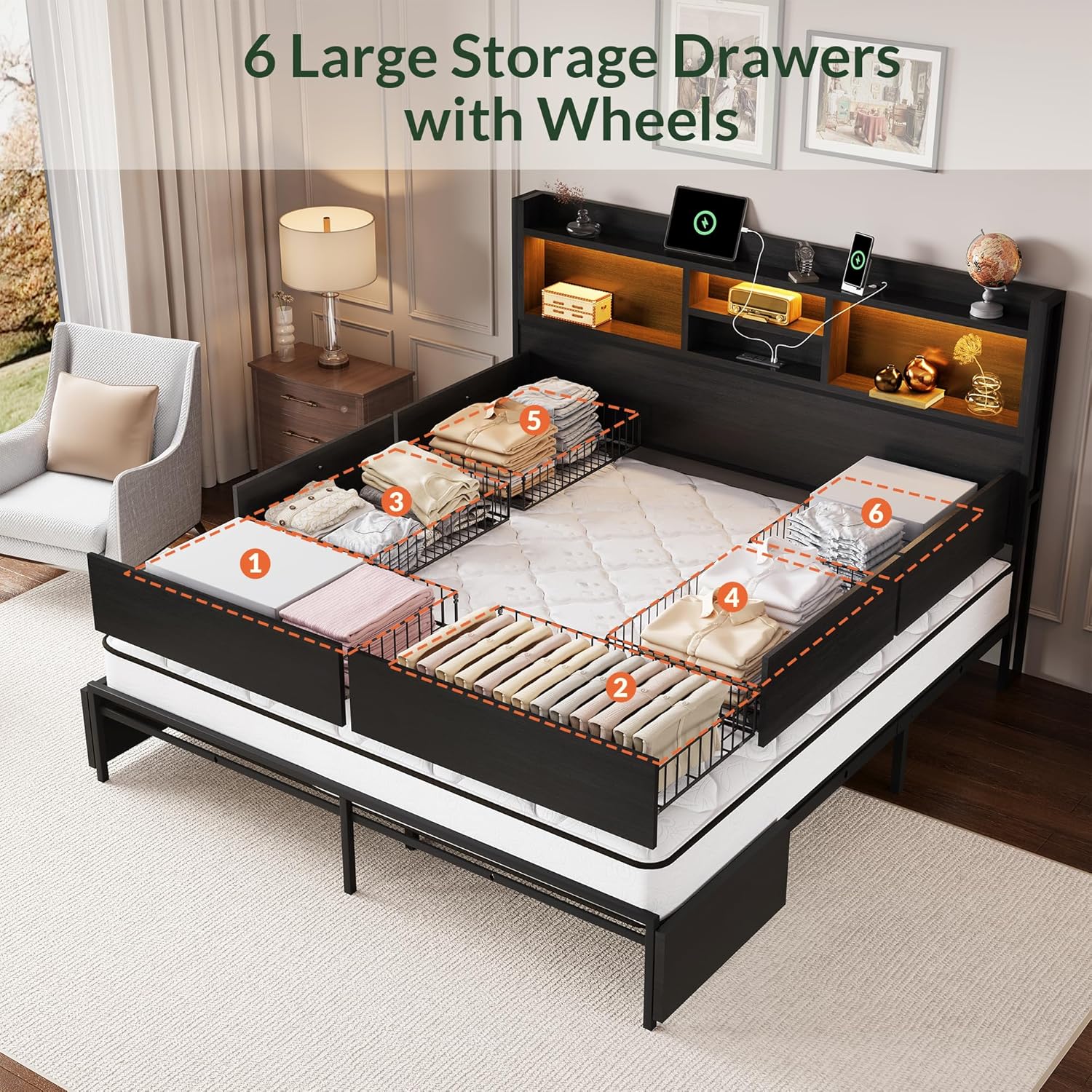 Rangka Tempat Tidur King Size  - King Size Bed Frame With Storage Drawers ulasan dan harga