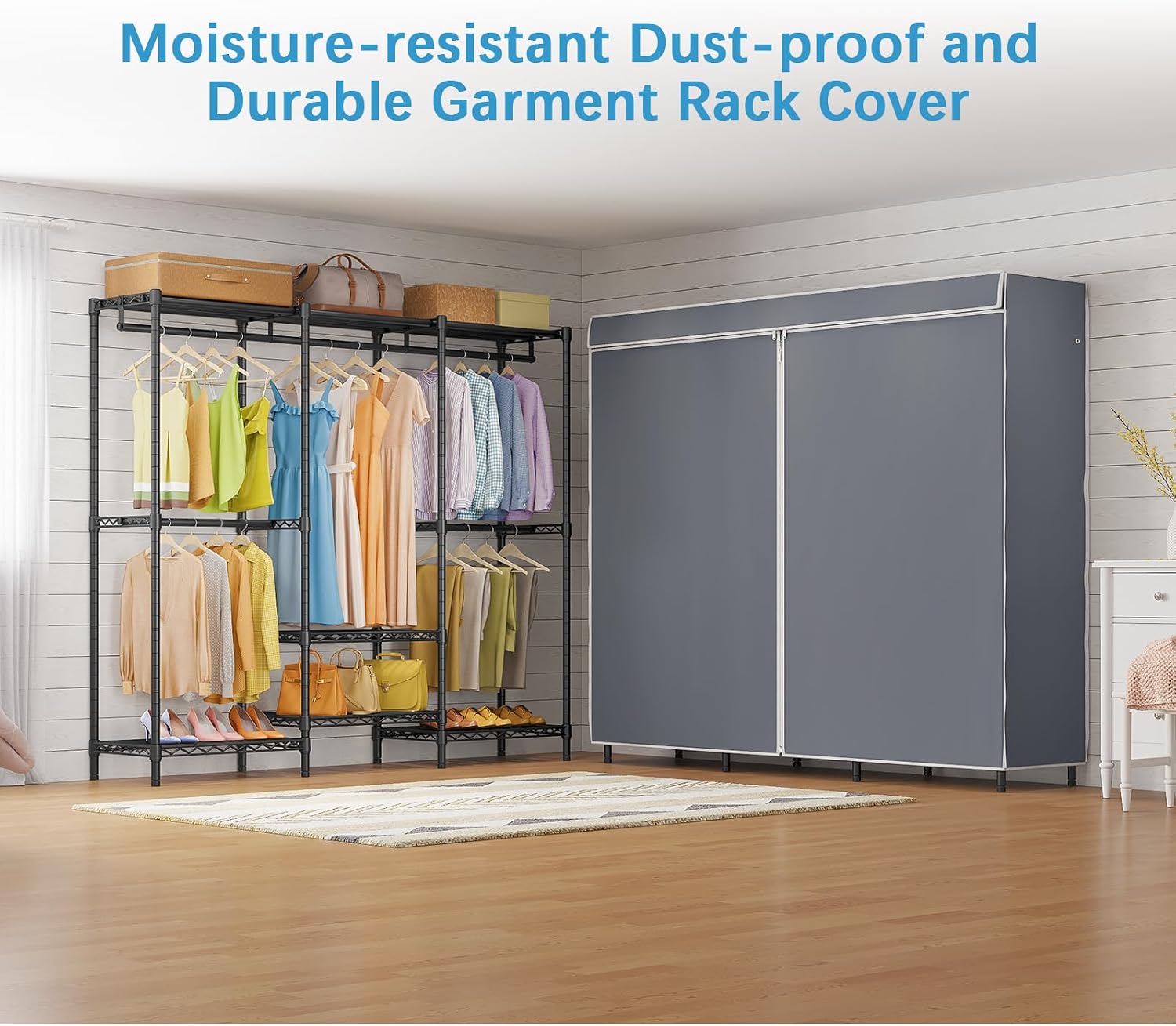 Rak Pakaian Berpenutup dengan  - Wardrobe Closet Portable Fabric Cover ulasan dan harga