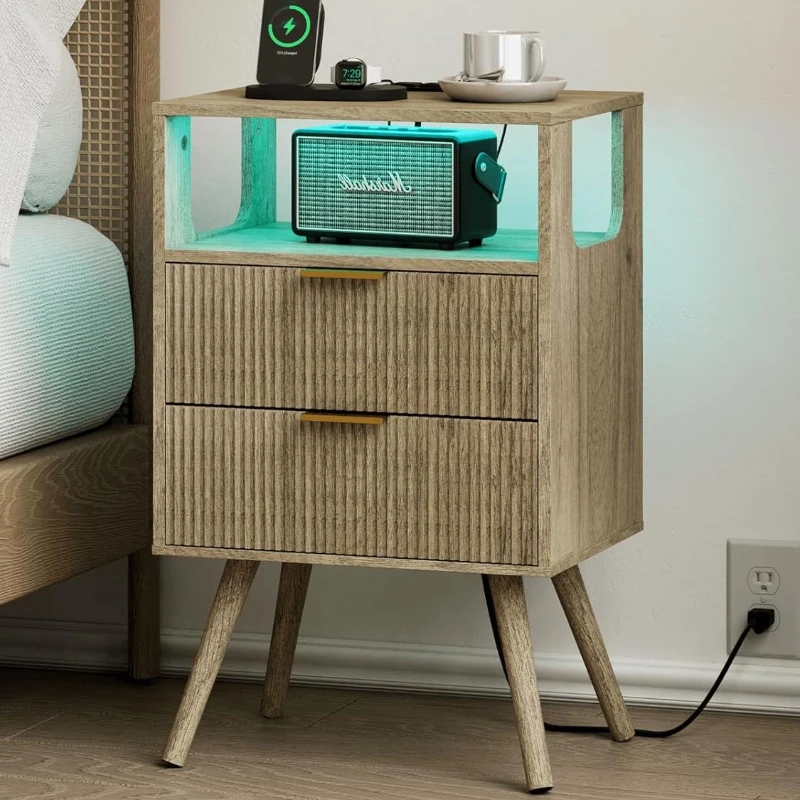 Meja Nakas Modern dengan 2 Lac - Solid Wood Nightstand 2 Drawers ulasan dan harga