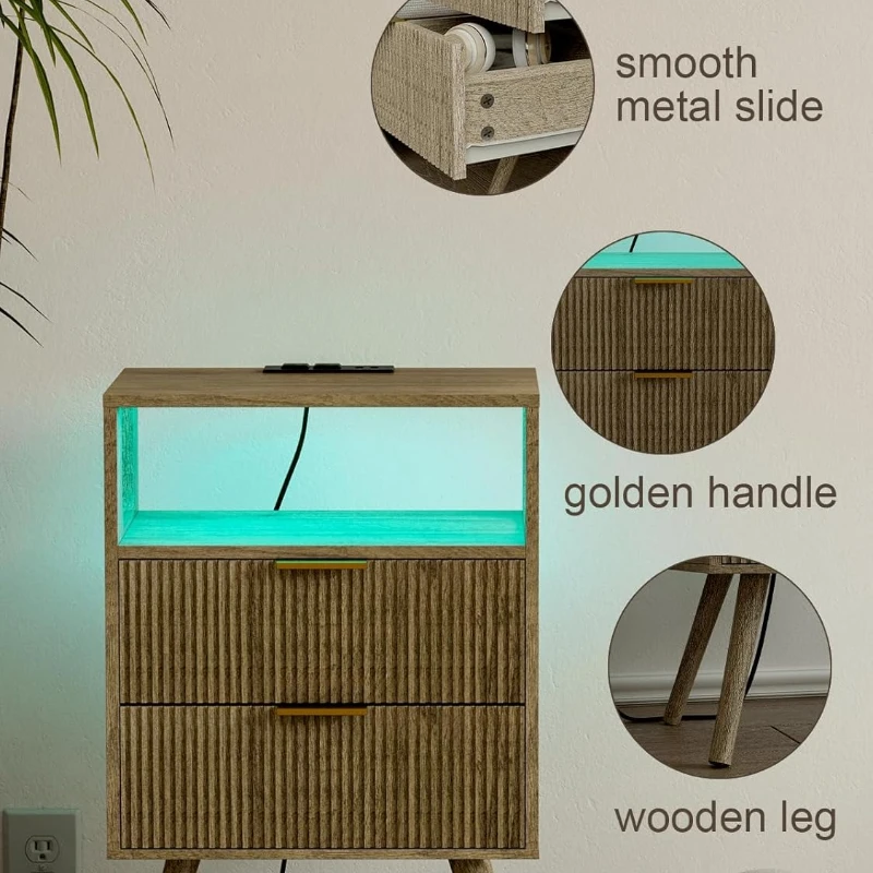 Meja Nakas Modern dengan 2 Lac - Solid Wood Nightstand 2 Drawers ulasan dan harga