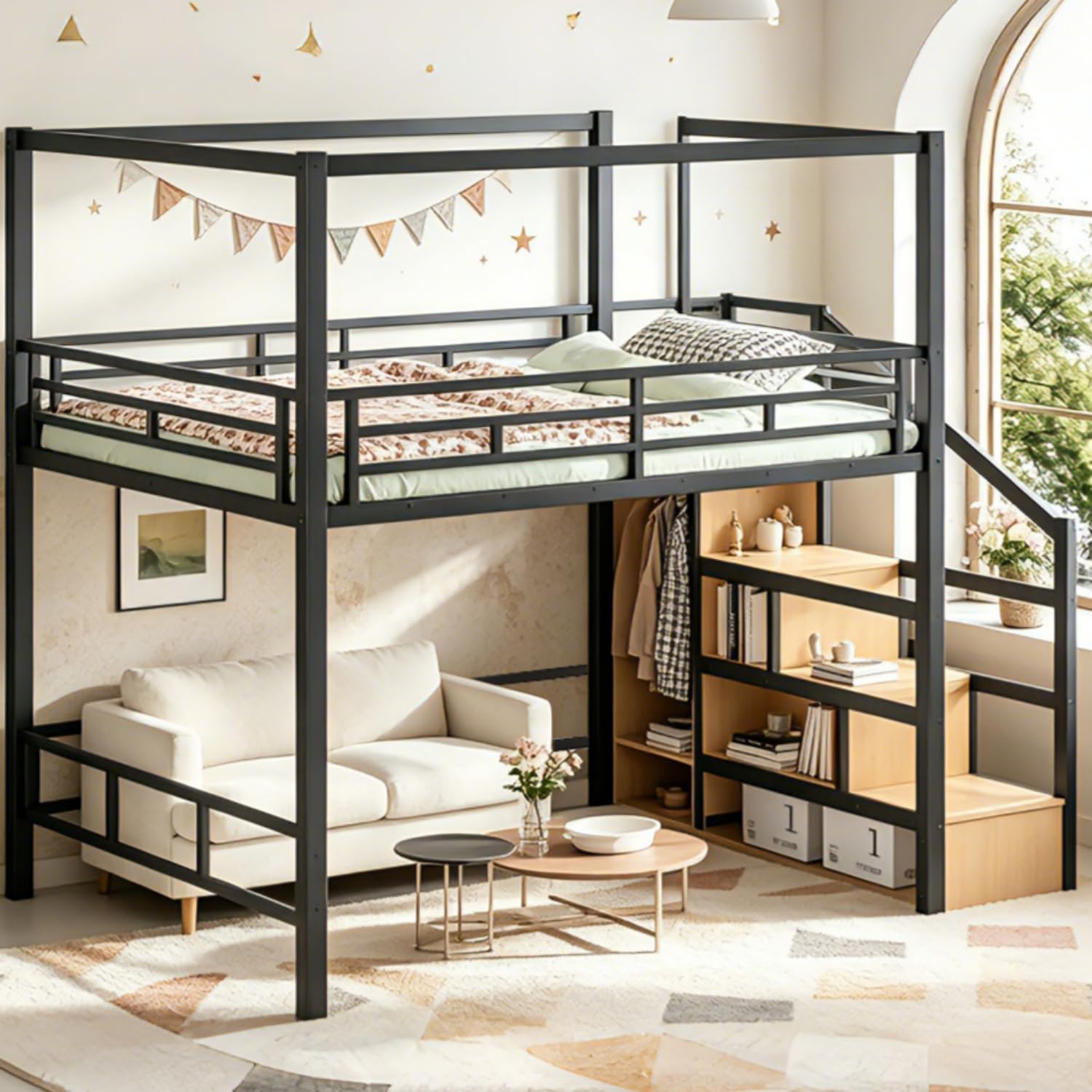 Tempat Tidur Loft Queen dengan - Canopy Bed Frame Metal Queen ulasan dan harga
