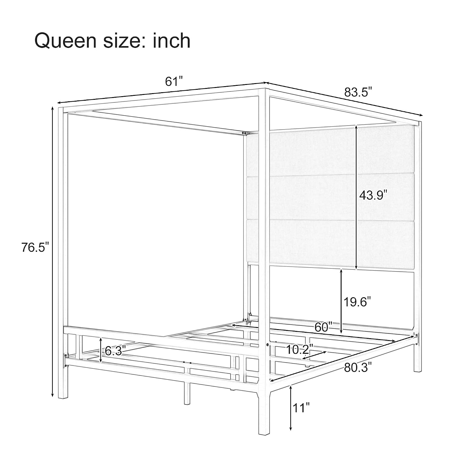 Rangka Tempat Tidur Queen Cano - Canopy Bed Frame Metal Queen ulasan dan harga