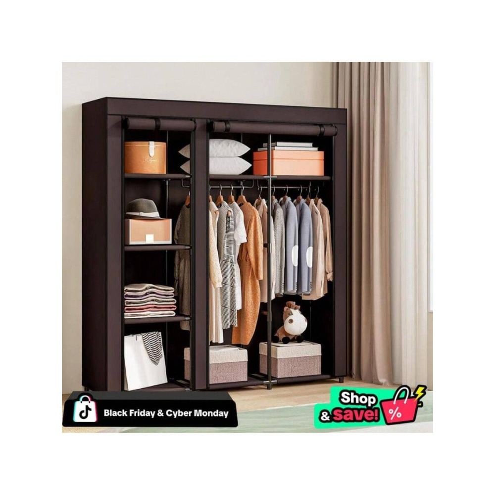 Lemari Pakaian Portabel dengan - Wardrobe Closet Portable Fabric Cover ulasan dan harga