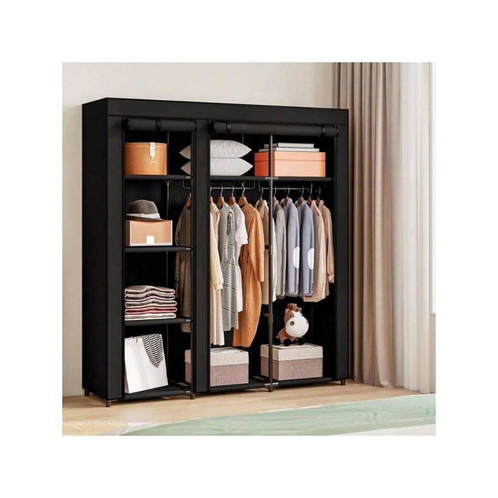 Lemari Pakaian Portabel dengan - Wardrobe Closet Portable Fabric Cover ulasan dan harga