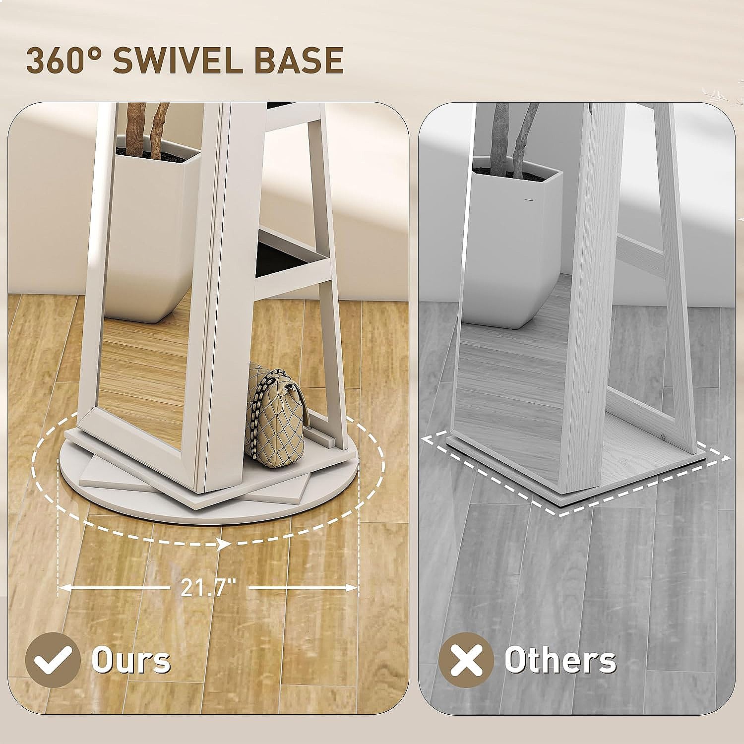 HOMCOM 360 °   Lemari Perhiasa - Full Length Mirror Jewelry Armoire ulasan dan harga