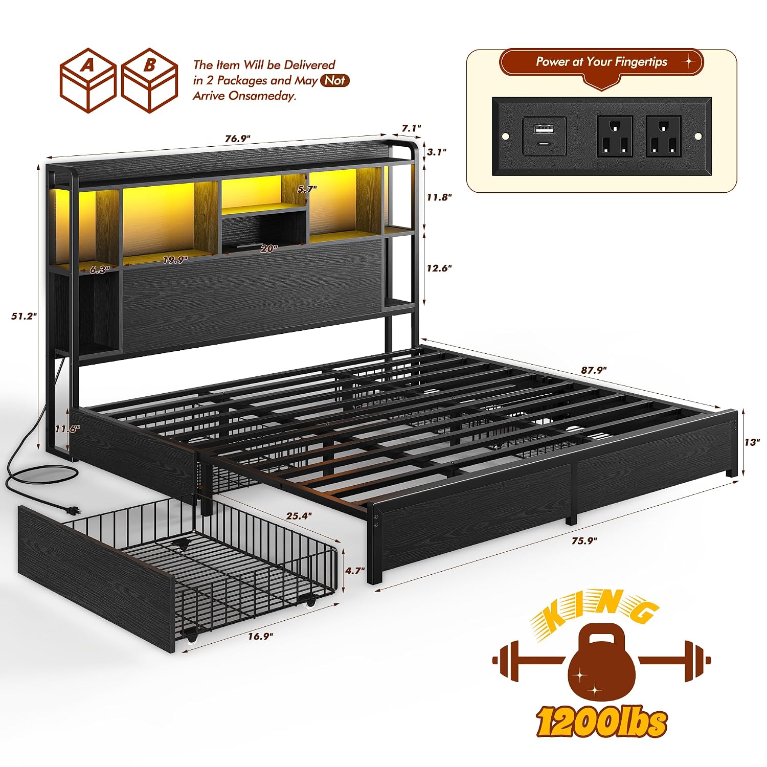 Rangka Tempat Tidur King Size  - King Size Bed Frame With Storage Drawers ulasan dan harga