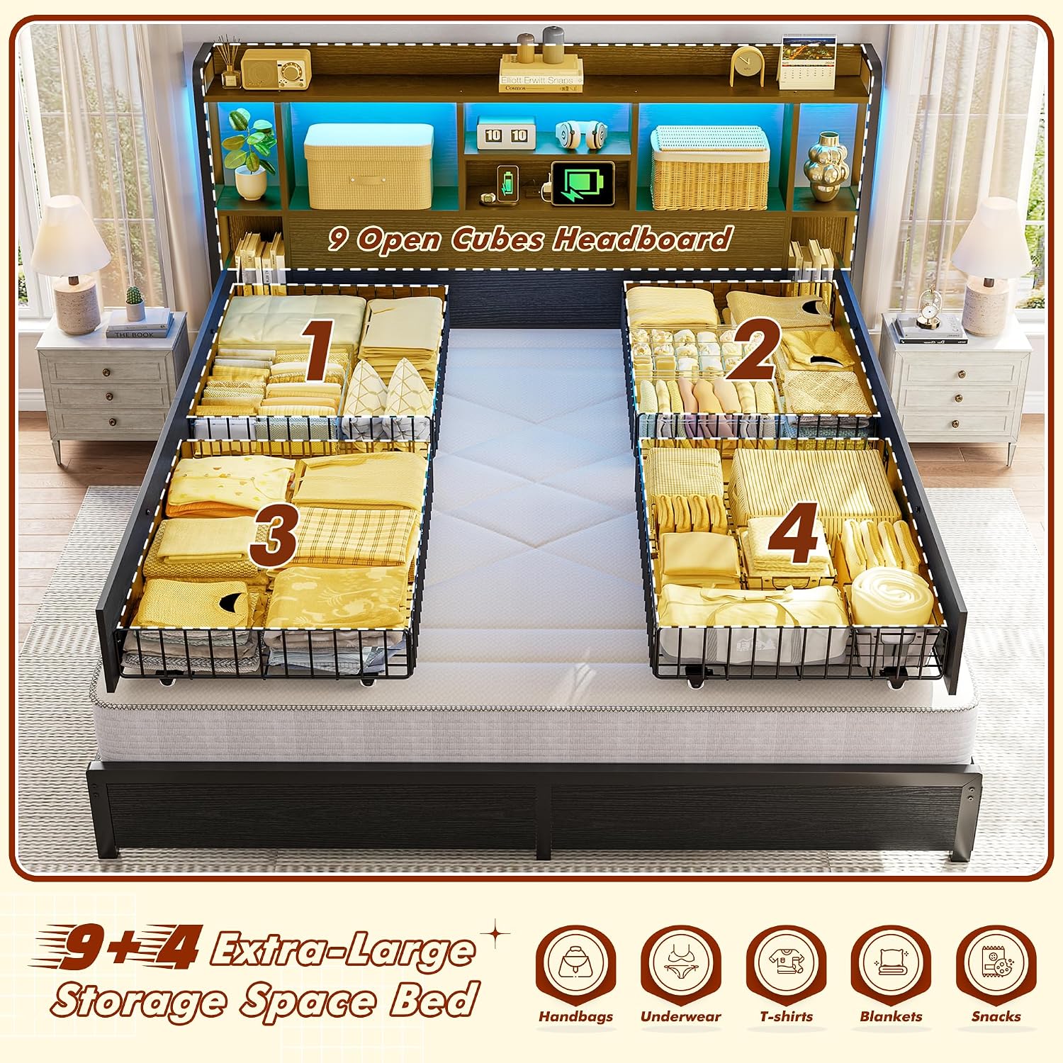 Rangka Tempat Tidur King Size  - King Size Bed Frame With Storage Drawers ulasan dan harga