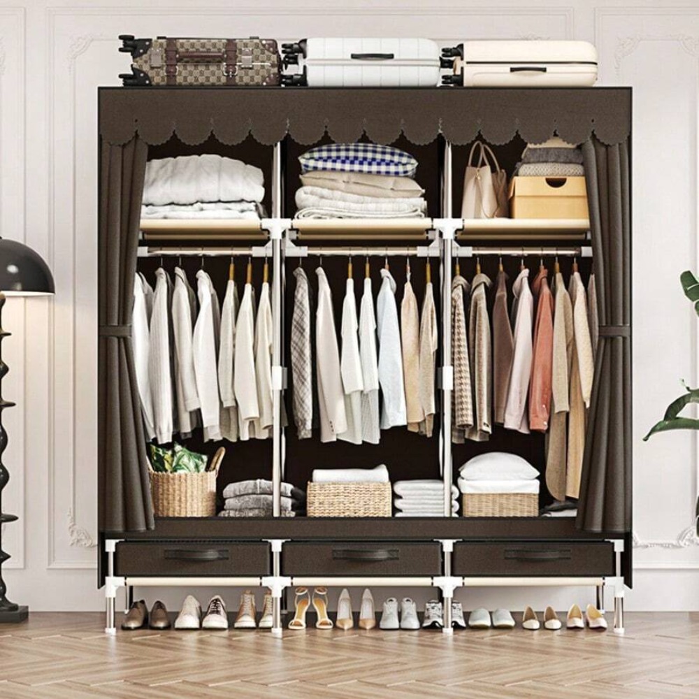 Lemari Pakaian Portabel 57,48  - Wardrobe Closet Portable Fabric Cover ulasan dan harga