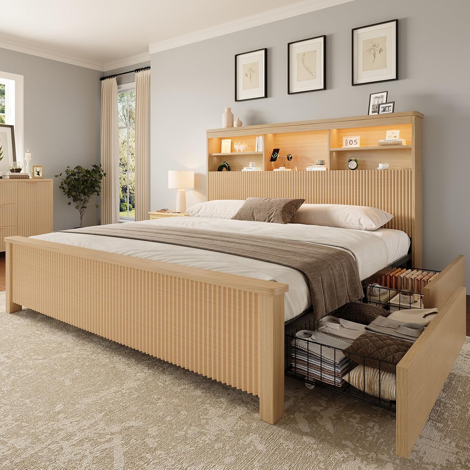 Rangka Tempat Tidur King Size  - King Size Bed Frame With Storage Drawers ulasan dan harga