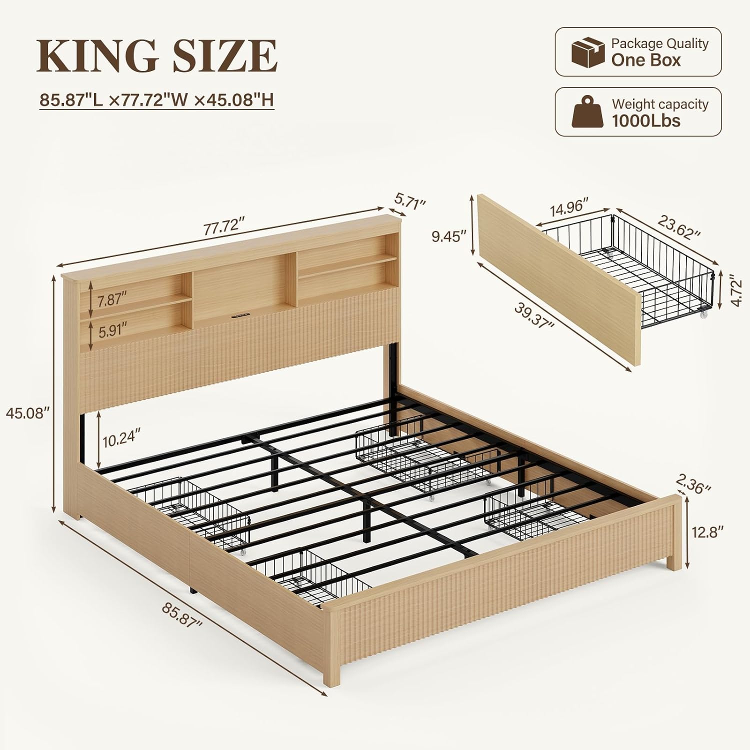 Rangka Tempat Tidur King Size  - King Size Bed Frame With Storage Drawers ulasan dan harga