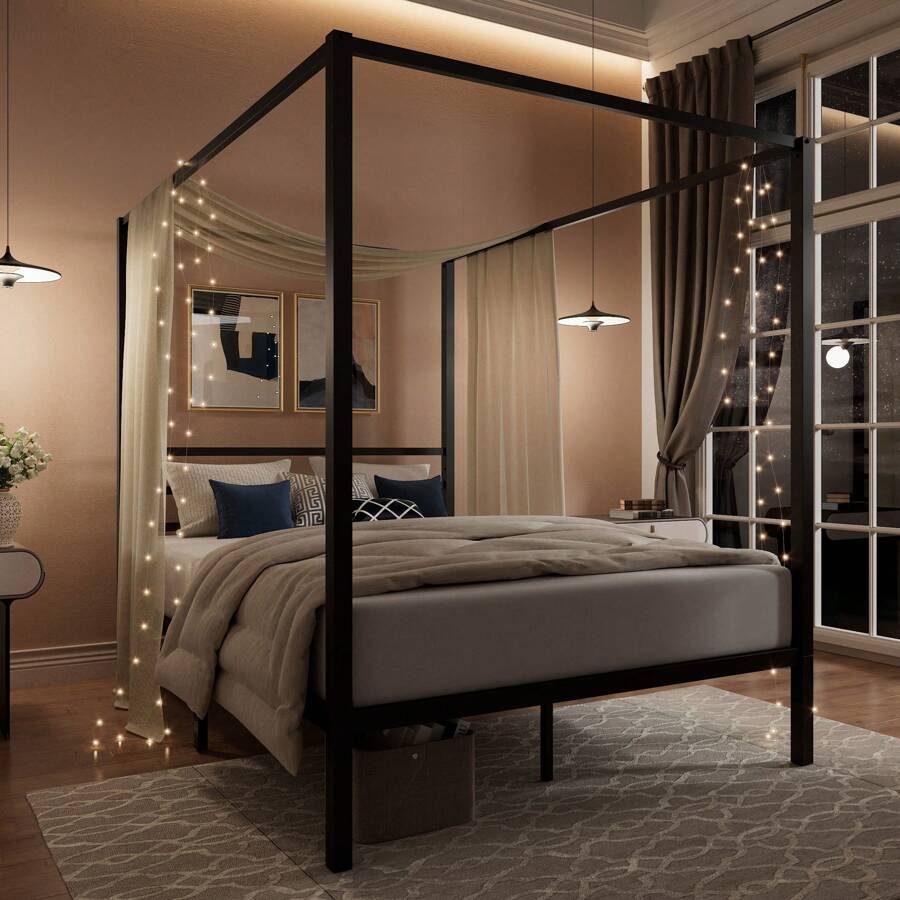 Rangka Tempat Tidur Kanopi Hit - Canopy Bed Frame Metal Queen ulasan dan harga