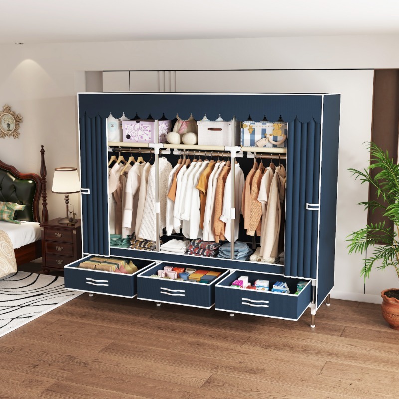 Lemari Pakaian Kain 65 Inci de - Wardrobe Closet Portable Fabric Cover ulasan dan harga