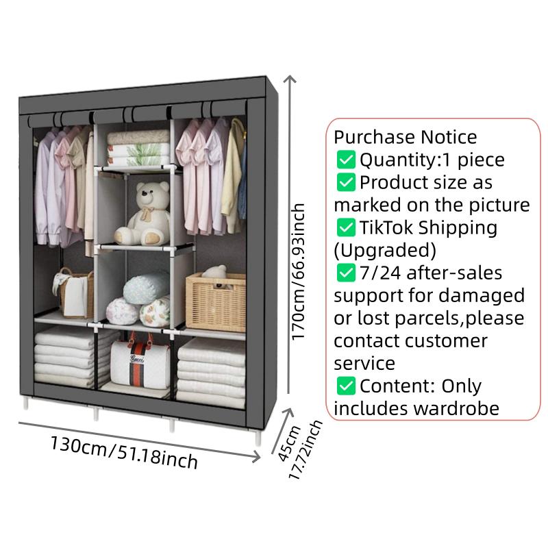 Lemari Pakaian Portabel 64 Inc - Wardrobe Closet Portable Fabric Cover ulasan dan harga