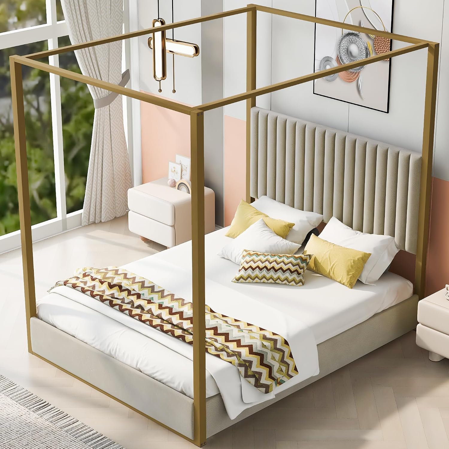 Tempat Tidur Platform Kanopi M - Canopy Bed Frame Metal Queen ulasan dan harga
