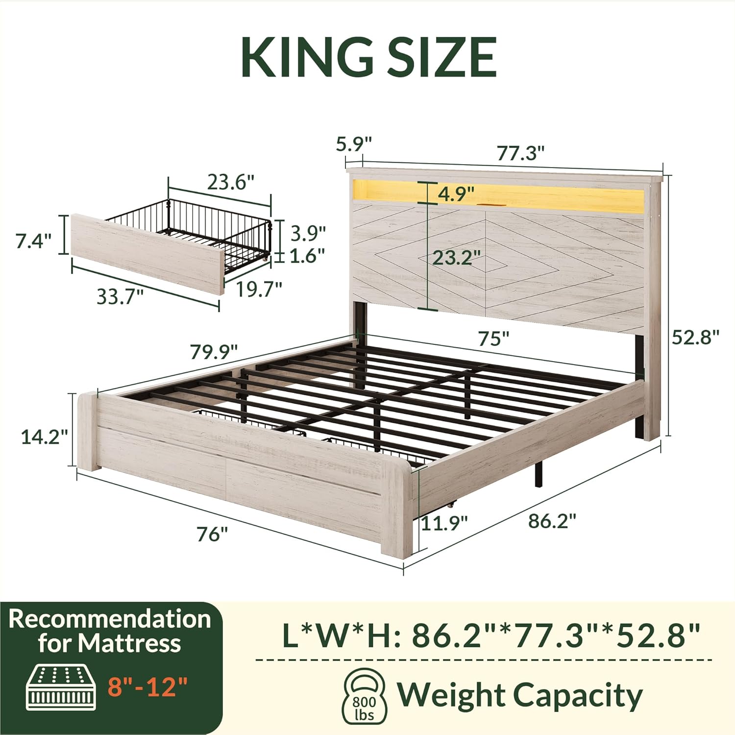 Rangka Tempat Tidur Kayu Ukura - King Size Bed Frame With Storage Drawers ulasan dan harga