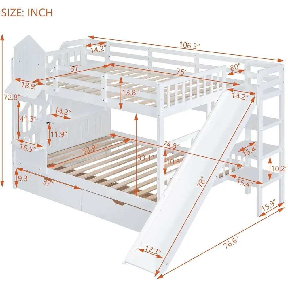 Tempat Tidur Tingkat Anak Warn - Bunk Bed With Stairs And Slide ulasan dan harga