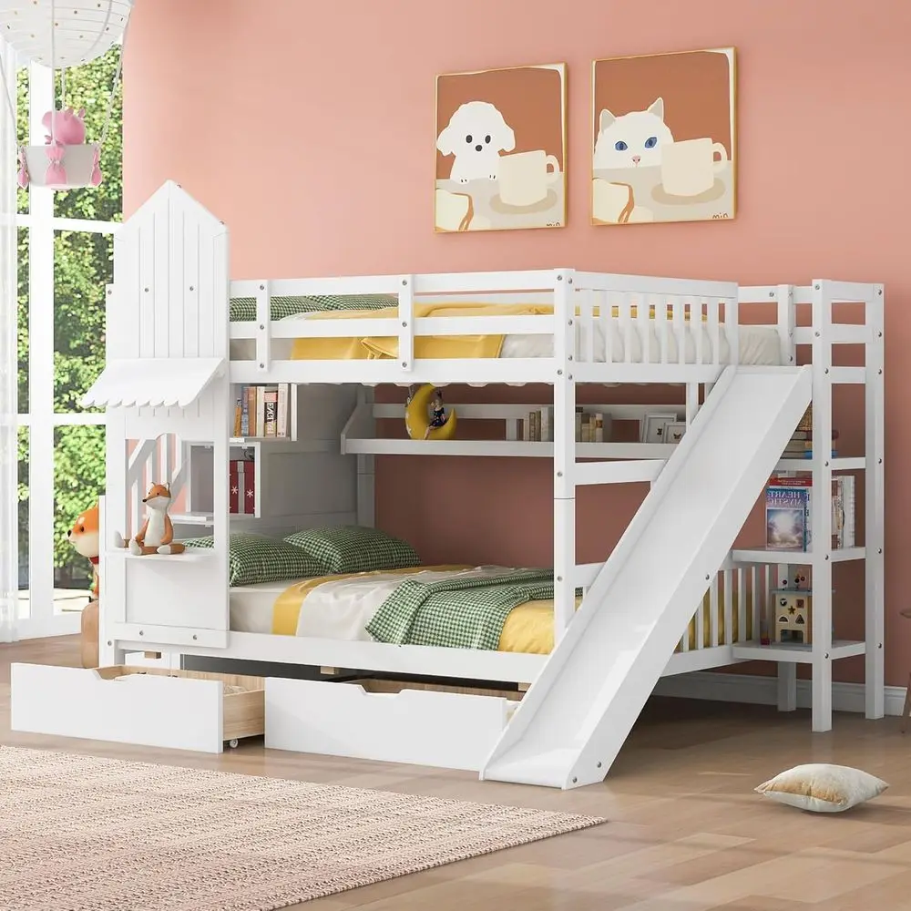 Tempat Tidur Tingkat Anak Warn - Bunk Bed With Stairs And Slide ulasan dan harga