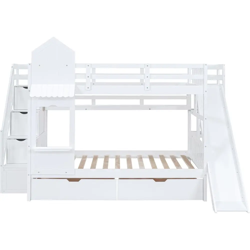 Tempat Tidur Tingkat Anak Warn - Bunk Bed With Stairs And Slide ulasan dan harga