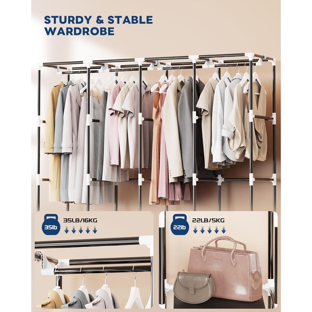 Organizer Pakaian dengan 4 Bat - Wardrobe Closet Portable Fabric Cover ulasan dan harga
