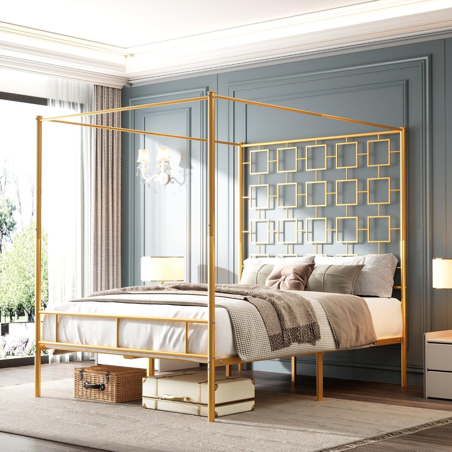 Rangka Tempat Tidur Queen Cano - Canopy Bed Frame Metal Queen ulasan dan harga