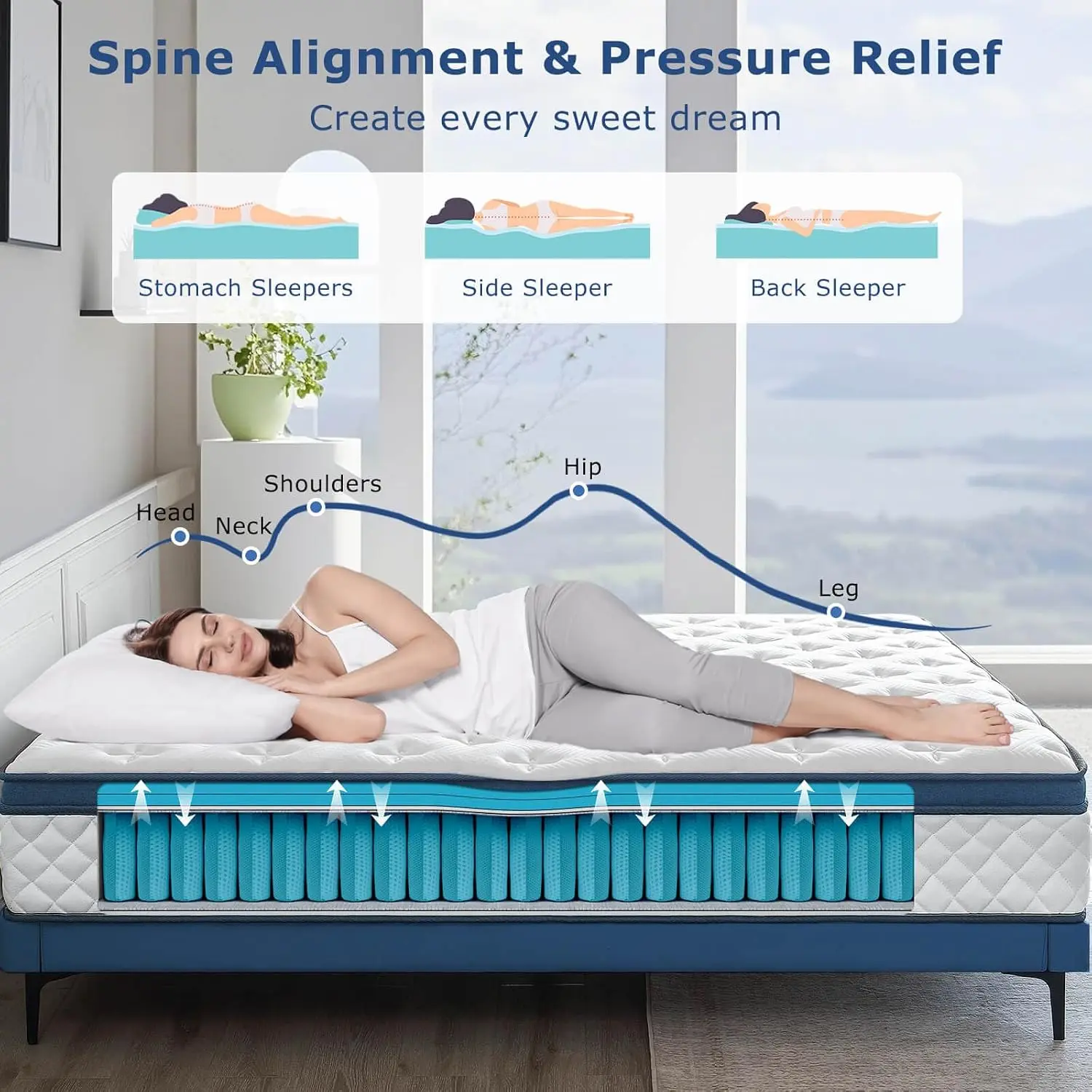 Kasur Queen, Kasur Hybrid 12 I - Memory Foam Mattress In A Box Queen ulasan dan harga