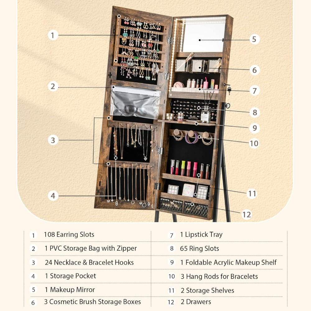 Lemari Perhiasan Berdiri CHARM - Full Length Mirror Jewelry Armoire ulasan dan harga