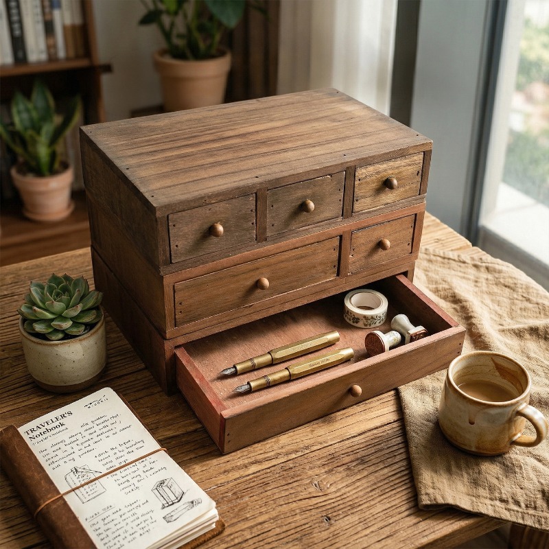 Kotak Penyimpanan Desktop Kayu - Storage ulasan dan harga