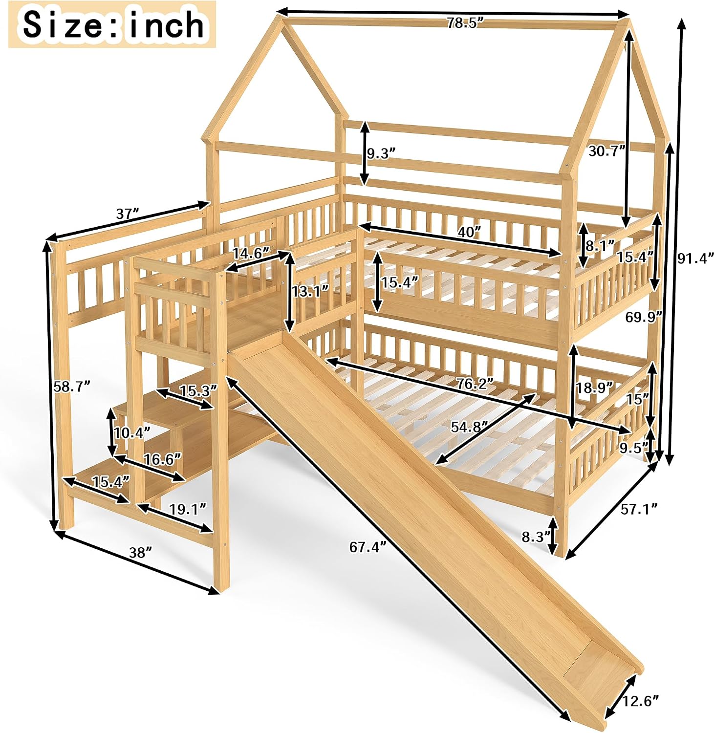 Tempat Tidur Tingkat Ukuran Fu - Bunk Bed With Stairs And Slide ulasan dan harga