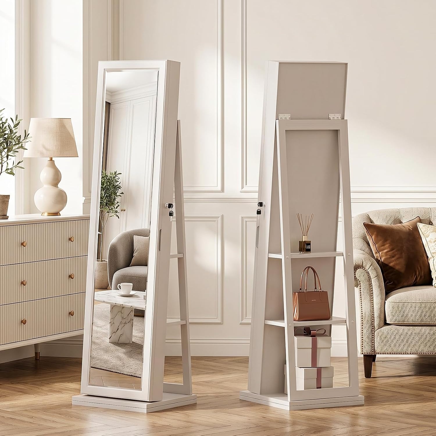 Lemari Perhiasan 4-In-1, Lemar - Full Length Mirror Jewelry Armoire ulasan dan harga