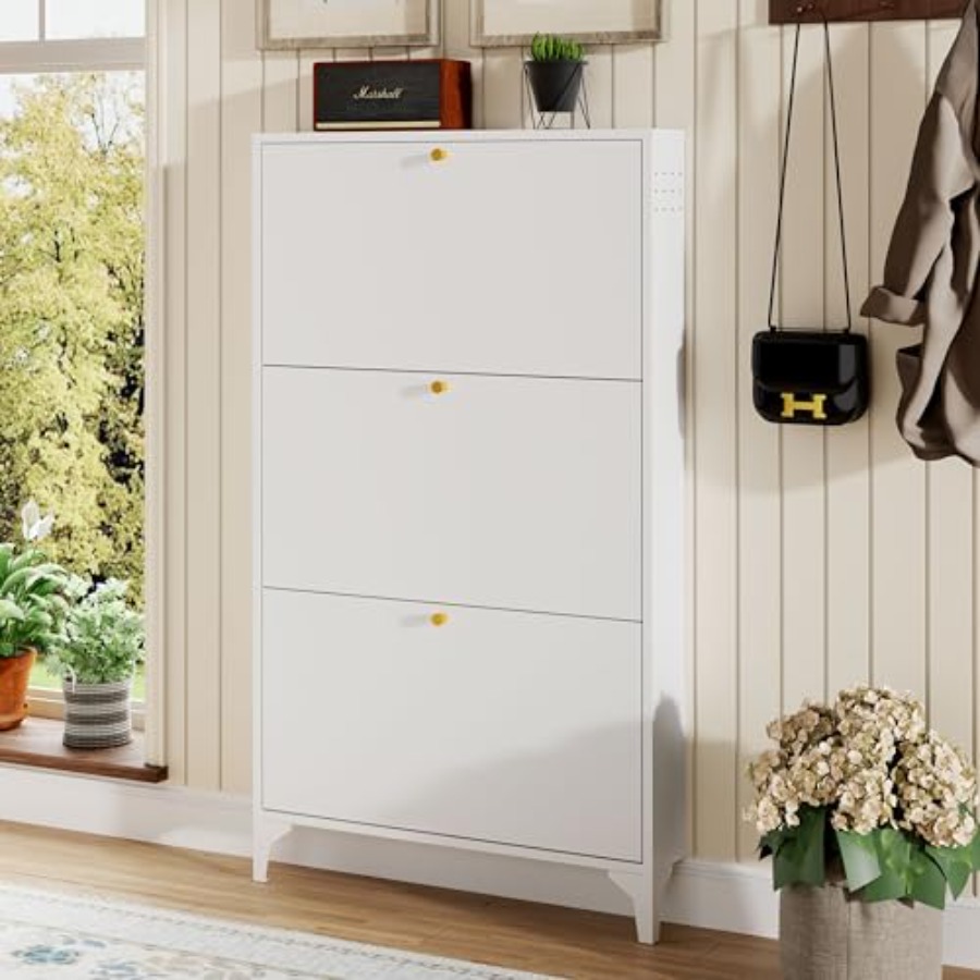 Lemari Sepatu Berdiri Bebas de - Shoe Rack Cabinet Narrow Entryway ulasan dan harga